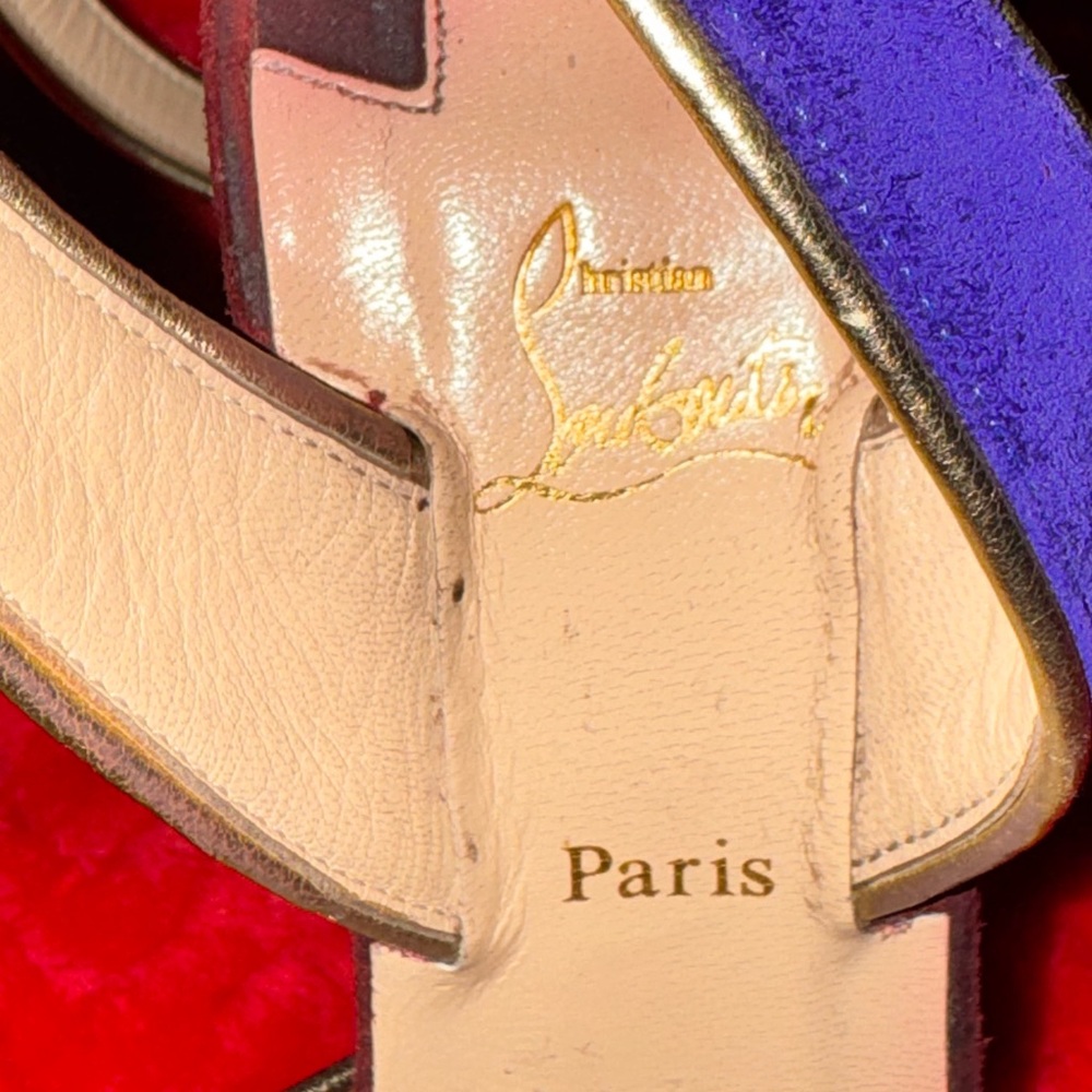 Christian Louboutin Multicolor Suede Platform Heels - Picture 4 of 10